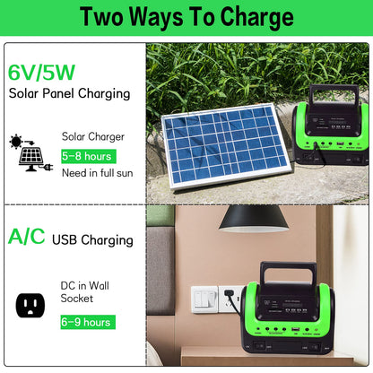 Solar Generator with Panel,Solar Power Generators Portable Power Station with Flashlight,Emergency Power Supply for Home Use Camping Hunting Emergency(Green)