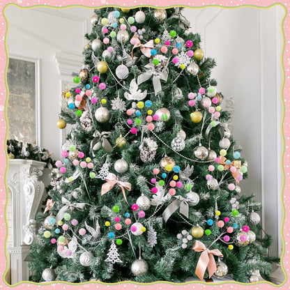 Janinka 8 Pcs Christmas Picks Pastel Christmas Candy Decorations Lollipop Macaron Xmas Tree Picks Xmas Tree Topper Glowing Fur Ball for Vase Fillers DIY Crafts Displays Home New Year