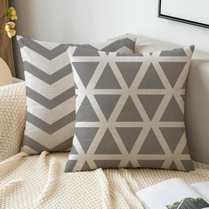 Hangood Waterproof Cushion Covers Outdoor Garden Geometry Set of 4pcs Throw Pillow Case Home Decorative Sofa Protectors Chair Living Room Grey 20"x20"