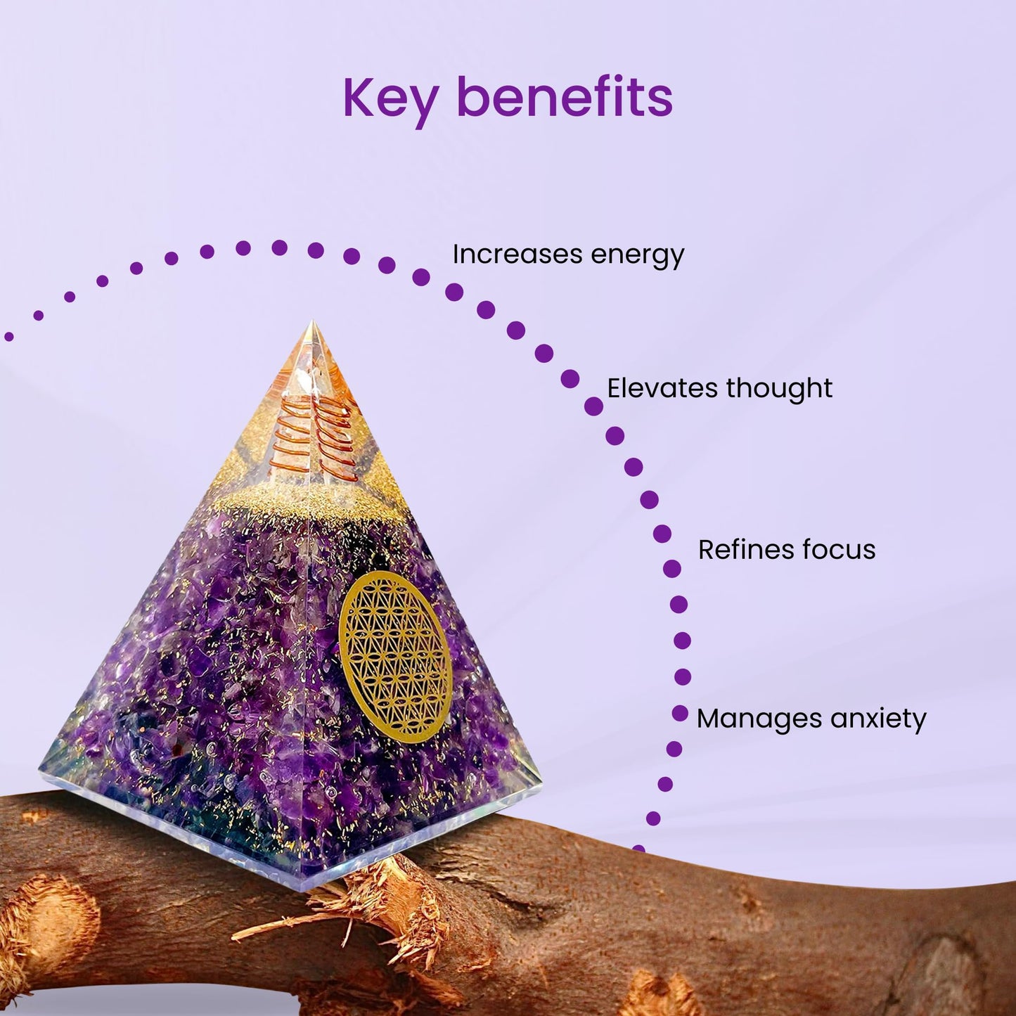 Orgone Pyramid of Success, Amethyst Orgonite Pyramid, Reiki Energy Generator for Healing, Meditation, and Positive Energy