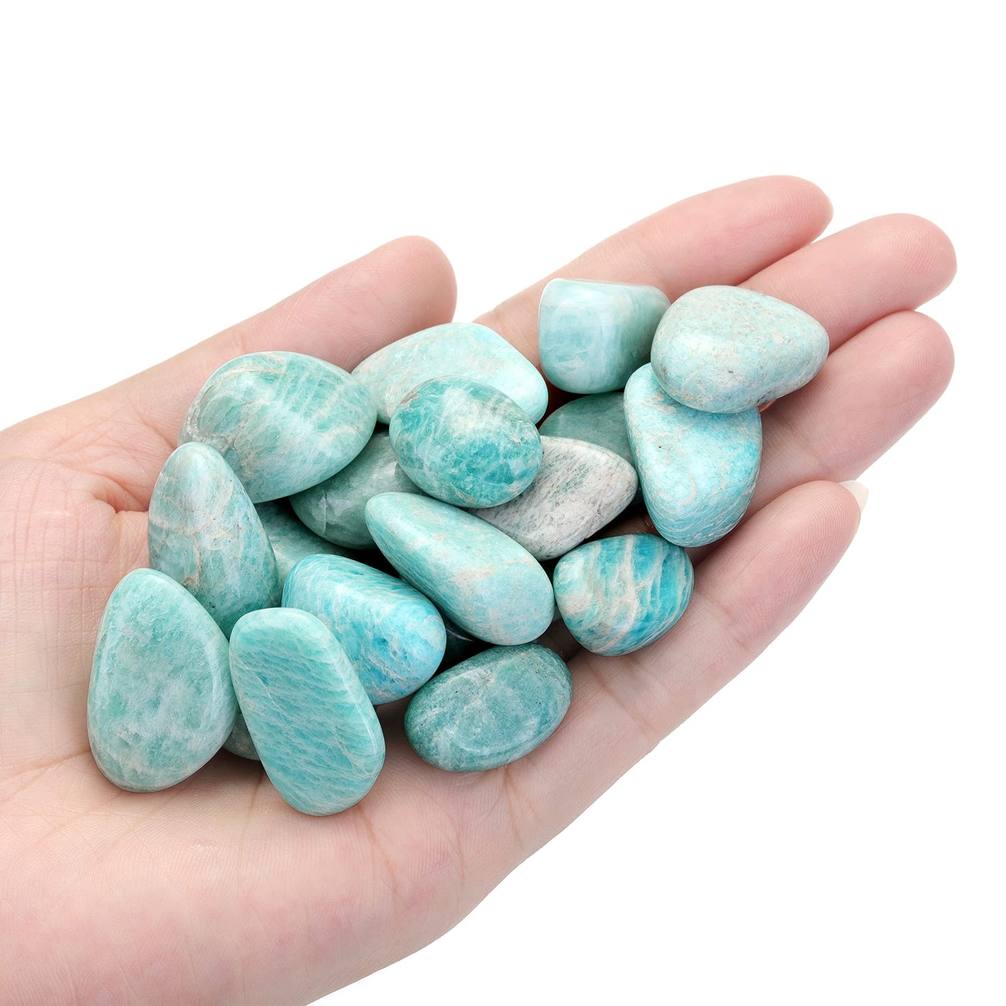 Top Plaza Bulk Amazonite Crystal Stones Real Natural Amazonite Reiki Healing Gemstones Small Tumbled Polished Stones for Energy Witchcraft Therapy Meditation Crystal Decorations 0.22Lb