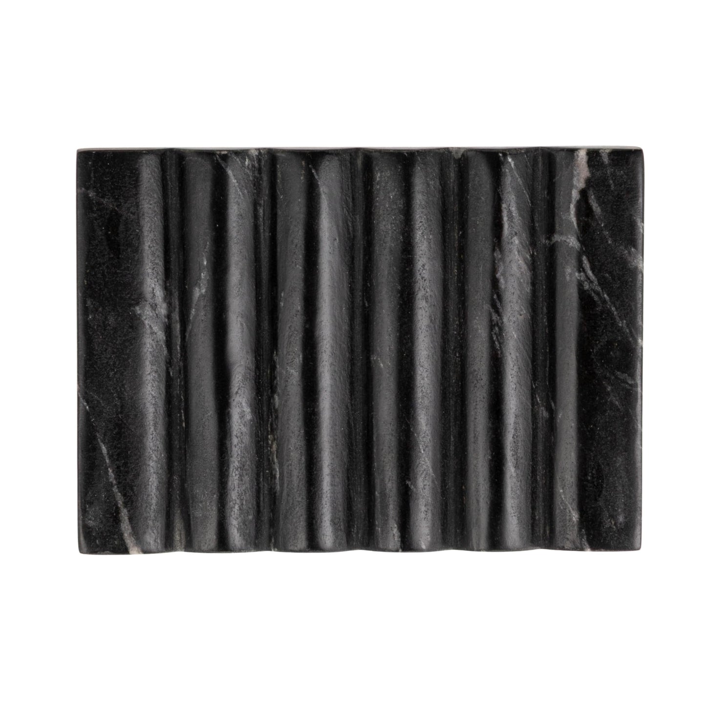 Creative Co-Op Mélange Marble Soap Dish, Black and Beige