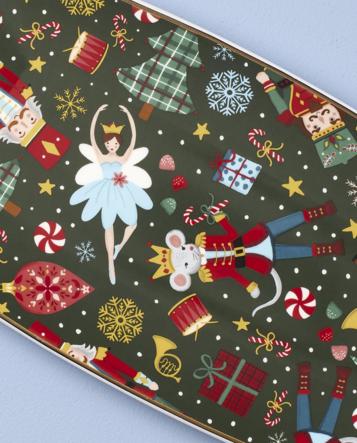 Lenox Serveware, Nutcracker Ballet Hors Doeuvres Tray, Food Tray, 13 x 6.75-Inch, Microwave Safe & Dishwasher Safe Porcelain, Christmas Serving Platter Tray, Christmas Table Centerpieces (1 Piece)