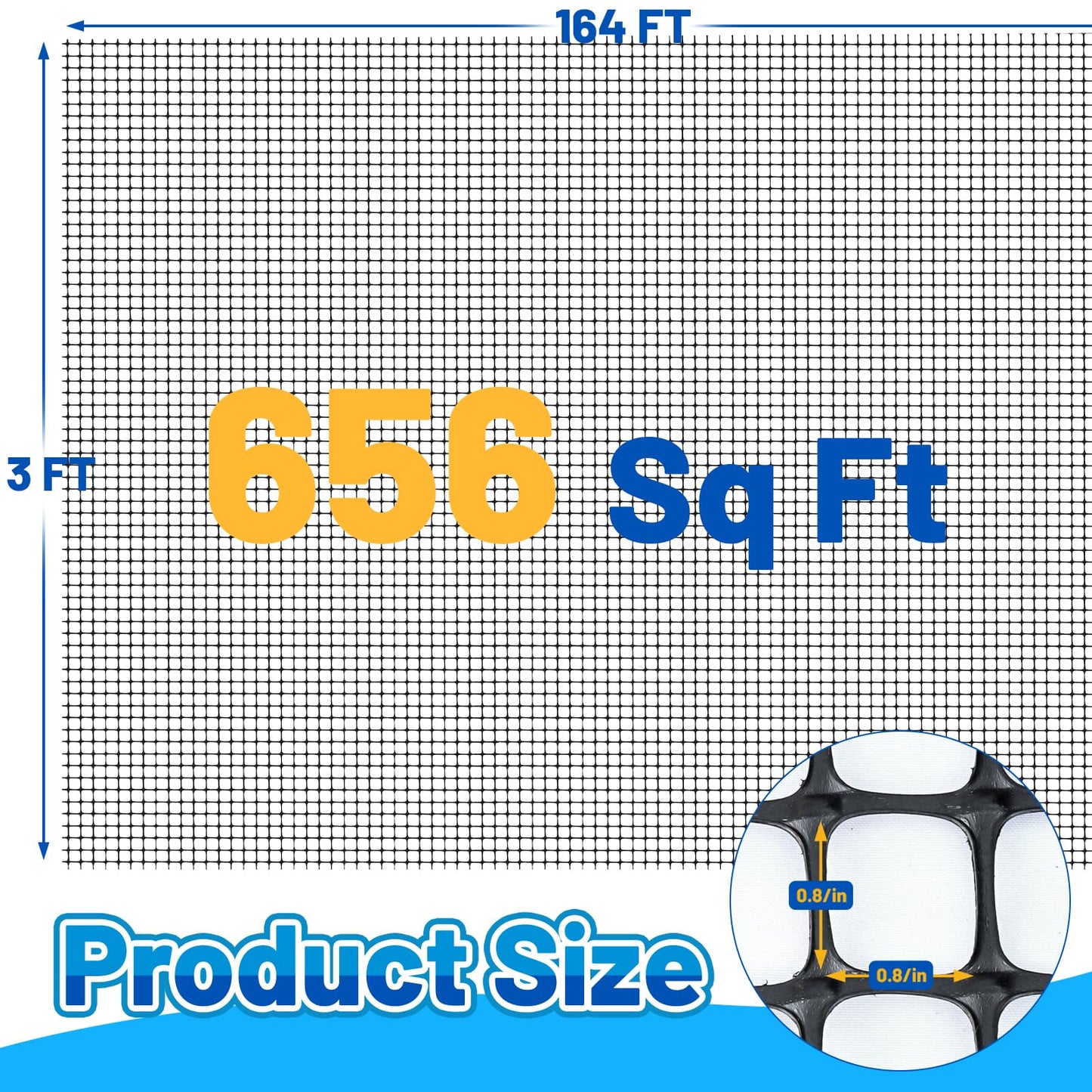 4 Ft x 164 Ft Geogrid for Retaining Wall, Bi-Directional Geo Grid Roll with Gloves, HDPE Geogrid for Gravel Driveway, Subgrade Reinforcement, Slope & Soil Stabilization, Erosion Control