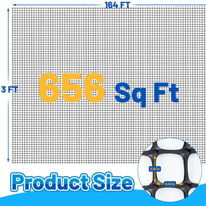 4 Ft x 164 Ft Geogrid for Retaining Wall, Bi-Directional Geo Grid Roll with Gloves, HDPE Geogrid for Gravel Driveway, Subgrade Reinforcement, Slope & Soil Stabilization, Erosion Control