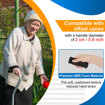 supregear 4PK Cane Grips, Foam Replacement Hand Grips for Offset and Walking Canes, Non-Slip Handle Covers for Handlebars, 4.53 x 0.8 x 0.8 in/11 x 2 x 2 cm, Black