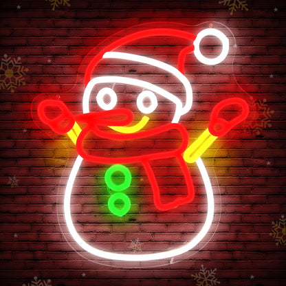 Cheunyar Christmas Snowman Neon Sign Dimmable Christmas Neon Signs for Wall Decor Led Neon Signs Light Up Sign for Bedroom Cafe Bar living Room Neon Light Signs for Christmas Party Gift