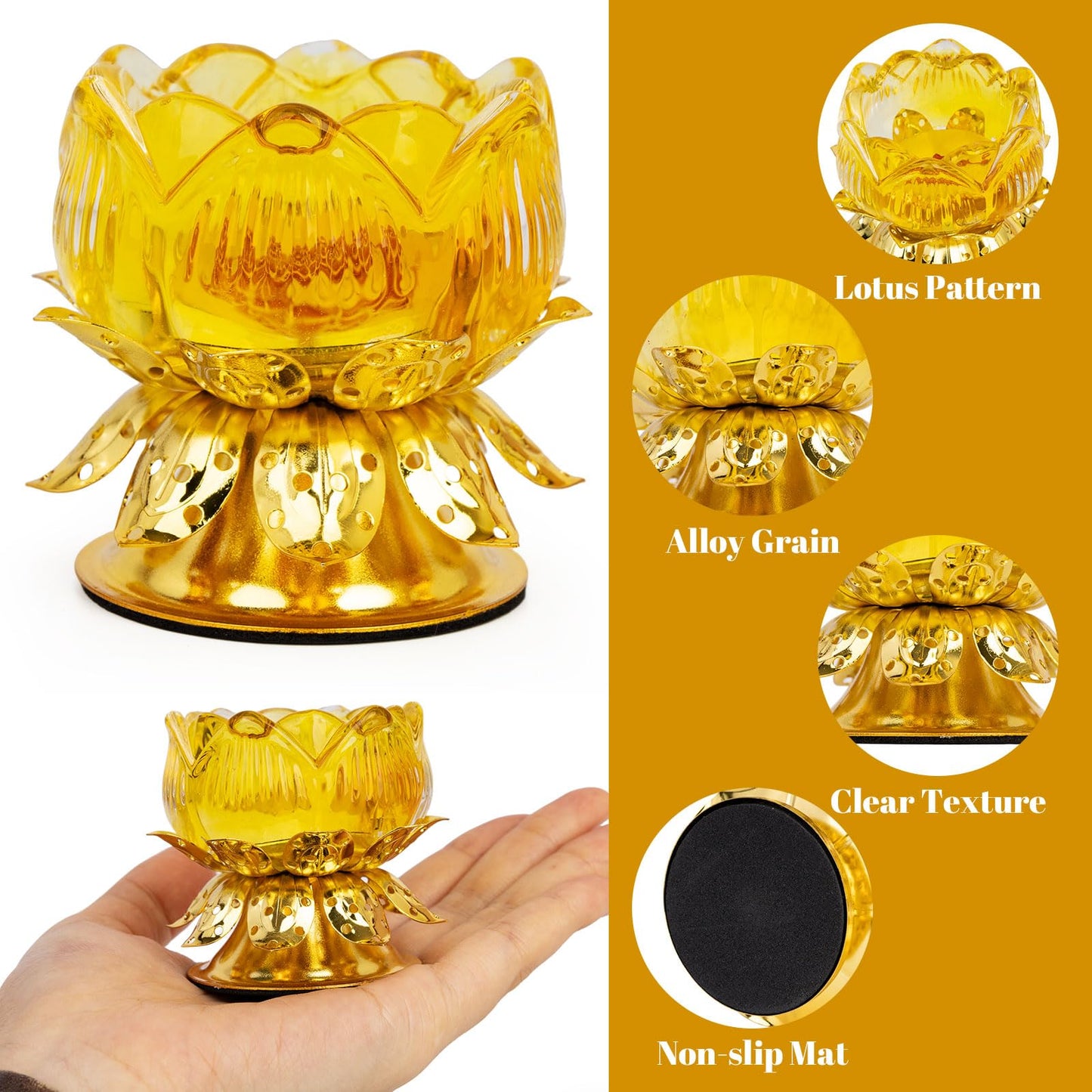 Awexilup 2 PCS Lotus Candle Holder, Gold Tealight Candlestick for Table Centerpiece Wedding Party Ornament, Indian Diyas Oil Lamps for Diwali Pooja Ghee, Buddha Temple Home Decor