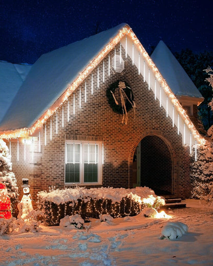 Joomer Christmas Lights Outdoor, 11.8 inch 10 Tubes 240 LED Meteor Shower Lights, LED Snow Falling Icicle Cascading Light with Timer Waterproof and Connectable for Christmas Decoration (White)