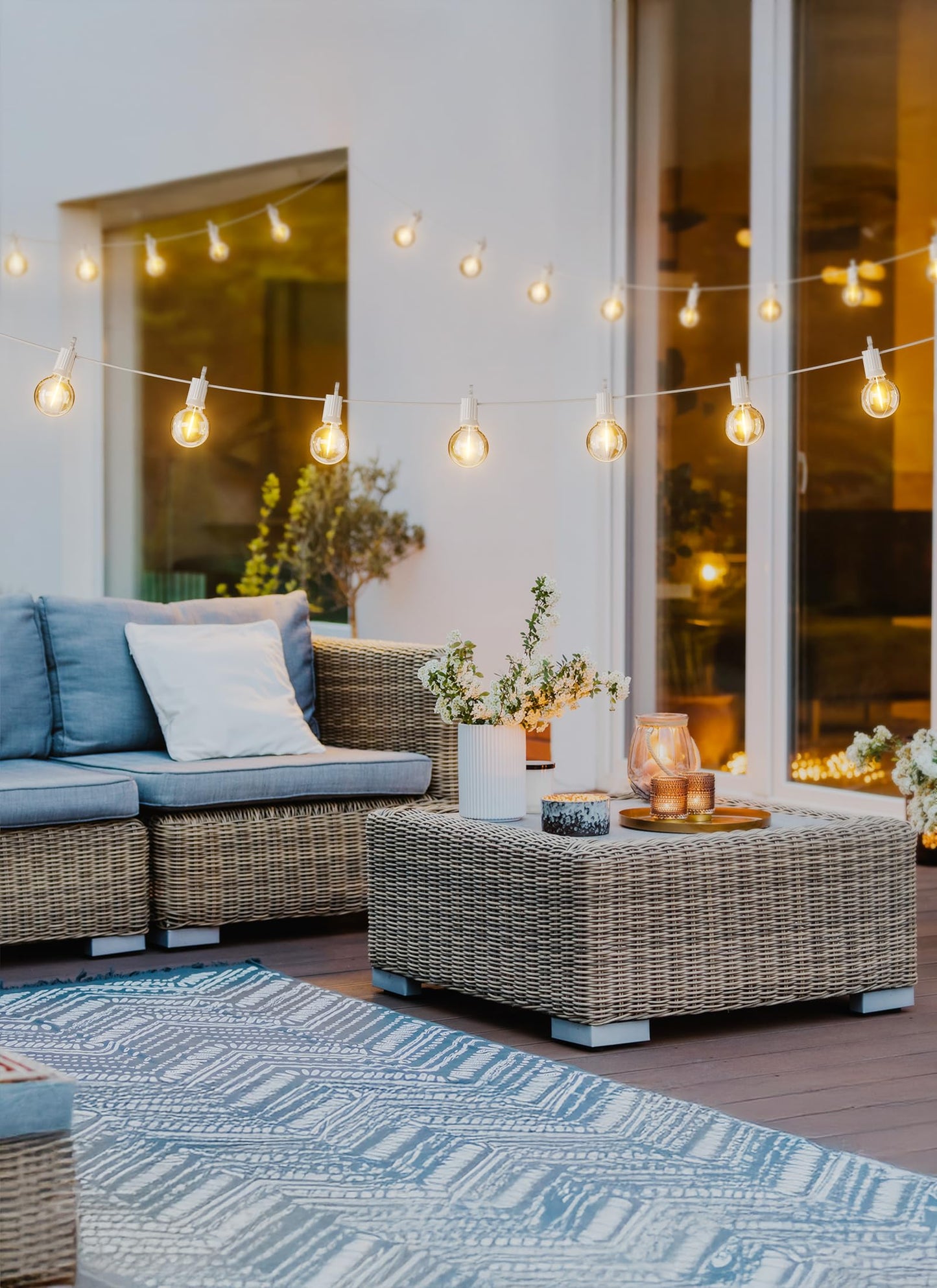 Brightown 69 Feet LED Outdoor String Lights with Shatterproof G40 Edison Bulbs, Connectable and Weatherproof Strand, Commercial Grade Patio Lights for Backyard Garden Patio Decorative, White
