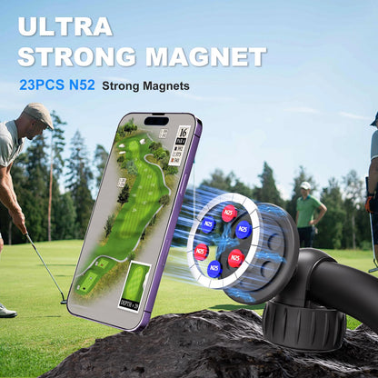 Golf Push Cart Magentic Phone Holder Mount 360° Rotatable with Strong Magnets Phone Holder for Push Golf Cart Compatible with Clicgear, Bag Boy, Sun Mountain, Golf Push Cart Accessories for All Phones