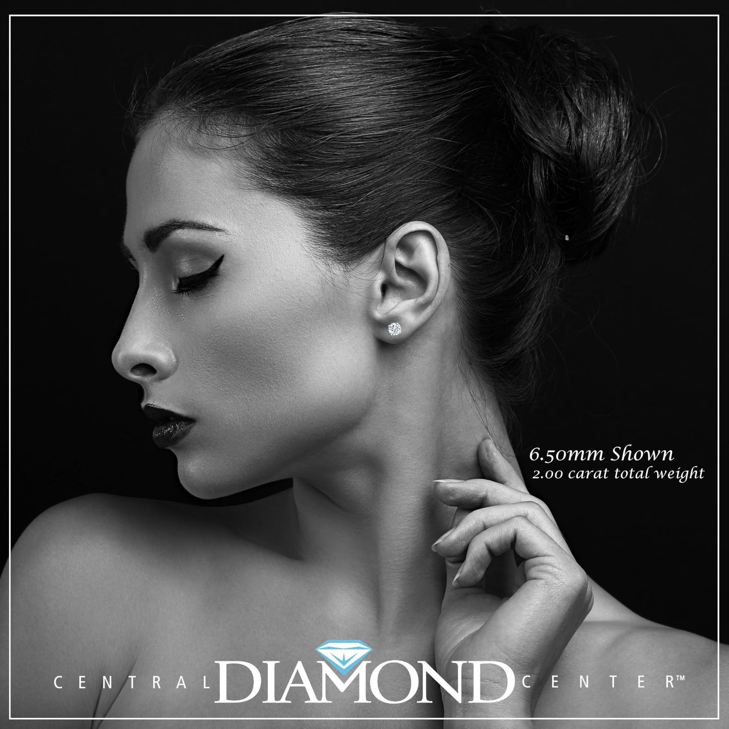 Central Diamond Center Round Simulated Diamond Stud Earrings Hypoallergenic Metal & Sterling Silver CZ - 6.50mm (2.00cttw) Yellow