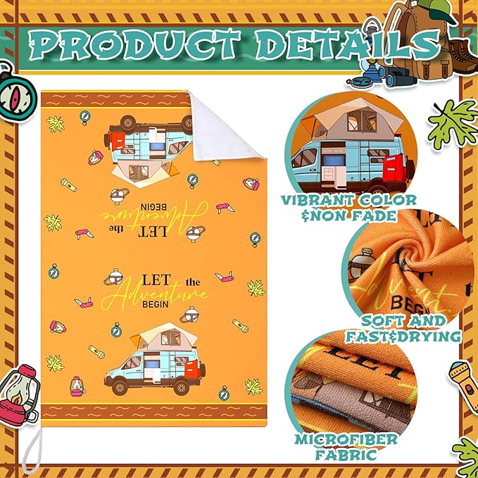 Boyiee Set of 6 Camping Kitchen Towels Absorbent Dishcloths Bonfire Tent Car
