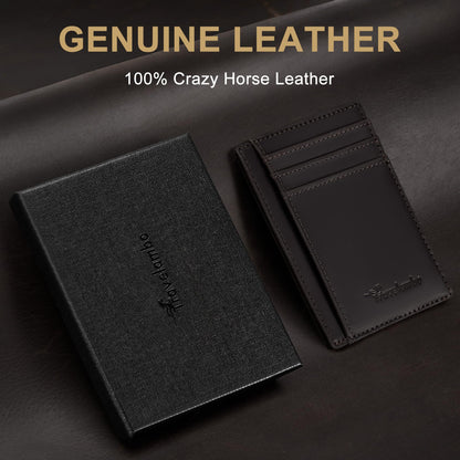 Travelambo Slim Wallet Front Pocket Minimalist Leather RFID Blocking Medium Size