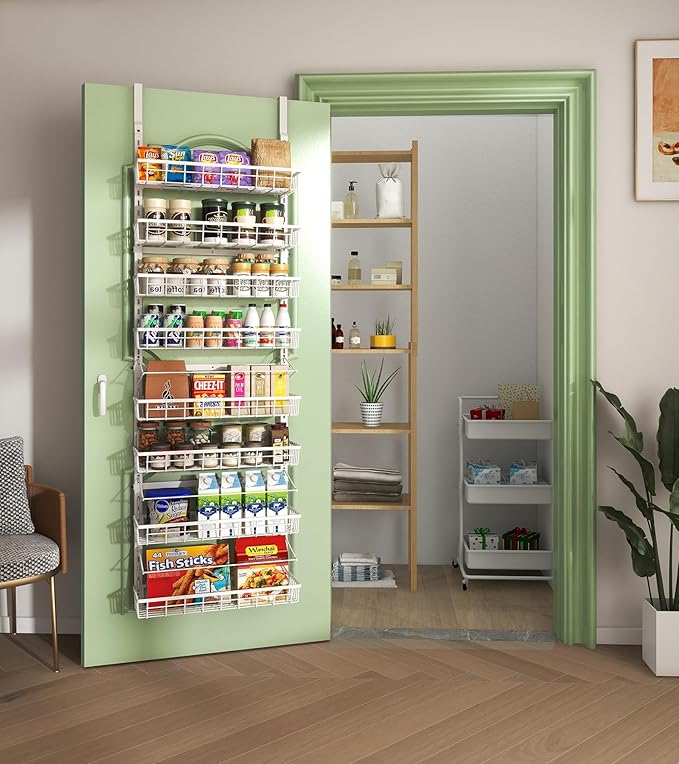 Over The Door Pantry Organizer, Wall Mount Spice Rack, Pantry Hanging Storage