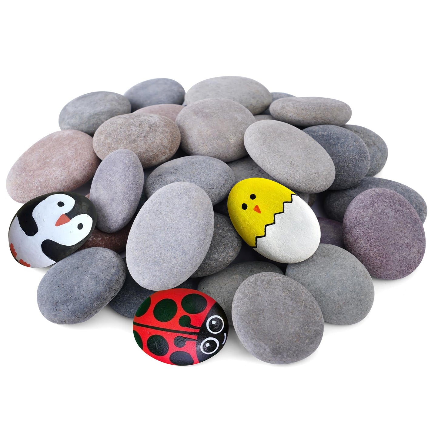 ROCART 12 PCS Large Rocks for Painting, 1.5-2.0 Inches Flat Painting Rocks for Arts & Crafts, Natural Smooth River Rocks for Painting, Kindness Rocks, Decoration, DIY, Crafting Gift