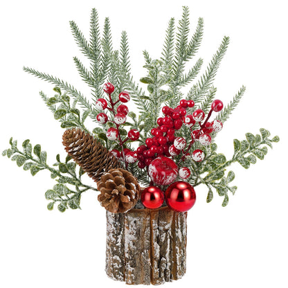Shaxcoq Christmas Centerpieces for Tables – Tabletop Christmas Decorations with Pine, Cones & Berries – Indoor Holiday Decors for Home, Office, Kitchen or Fireplace Mantel