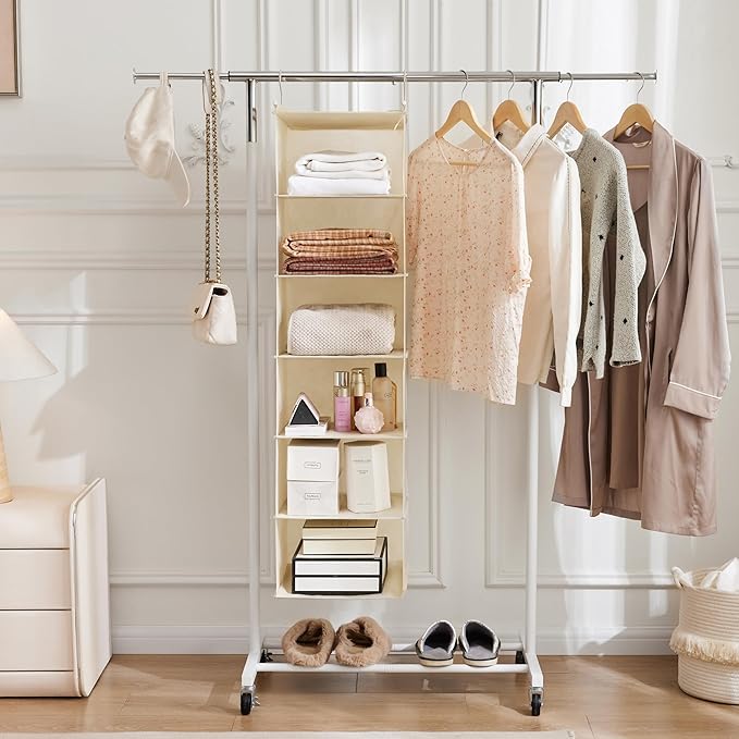 MAX Houser 6 Tier Shelf Hanging Closet Organizer, Cloth Hanging Shelf
