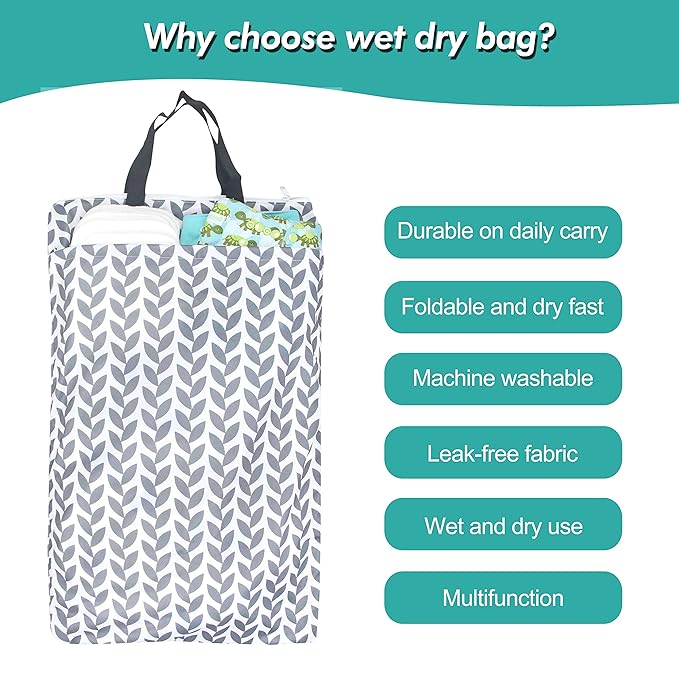 wegreeco Reusable Hanging Wet Dry Cloth Diaper Bag