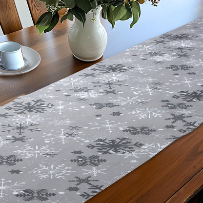 Urban Villa Christmas TableRunner Grey Snowflake Table Runner 14”x72” 100% Cotton Over Sized Runner Heavier Quality Table Runner for Christmas Celebrations Dining WeddingDinner Parties Everyday Use