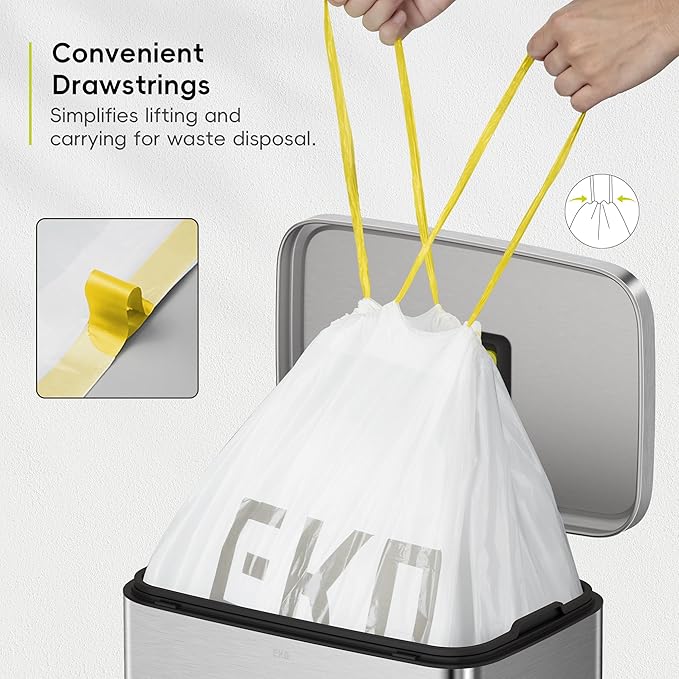 EKO 13 Gallon / 40-60 Liter, Extra-Strong Unscented Garbage Bags, Easy-Dispense