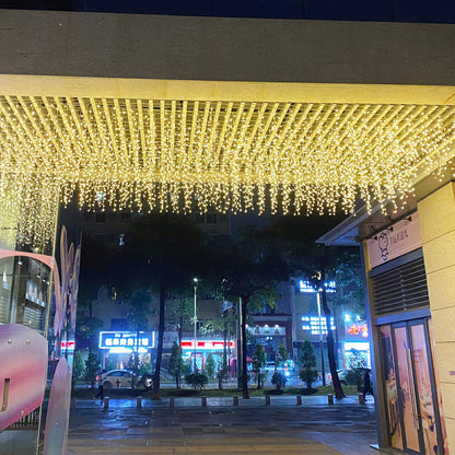 GTSYDING LED Icicle Lights, 96 LEDs 13FT 8 Modes Window Curtain Extendable Fairy Christmas Ceiling Dangling Hanging Twinkle Memory Lights for Party Decorations Outdoor Indoor (Warm White, 4M)