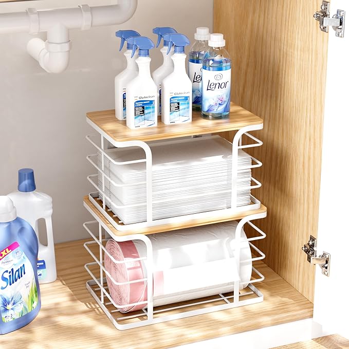 2 Pack Extra Large Stackable Pantry Organizer, Wall Mount Garbage Bag Holder