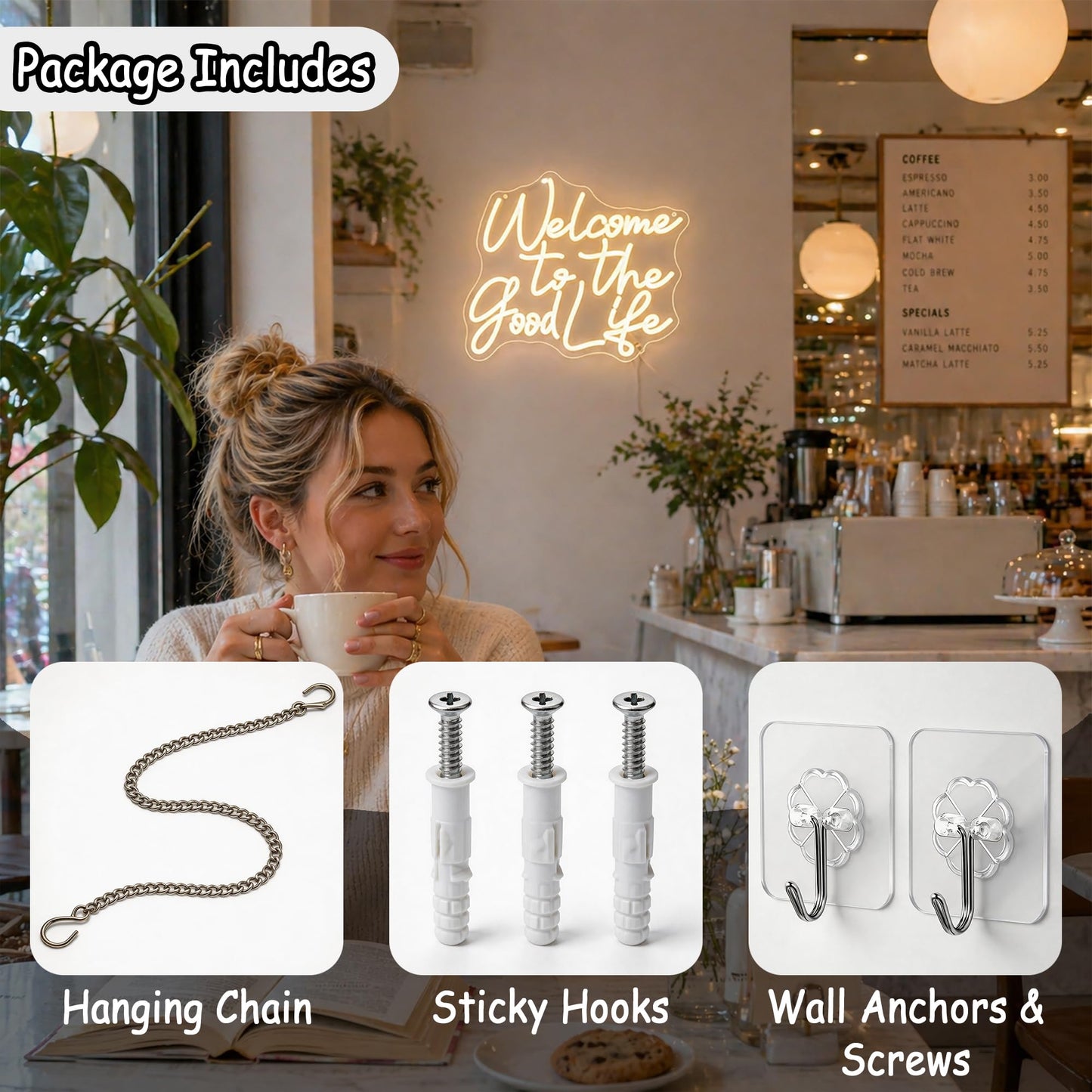 Whfobfe Warm White Neon Sign Led Neon Lights Signs for Wall Decor USB Powered Led Signs for Room Decoration-Welcome to The Good Life