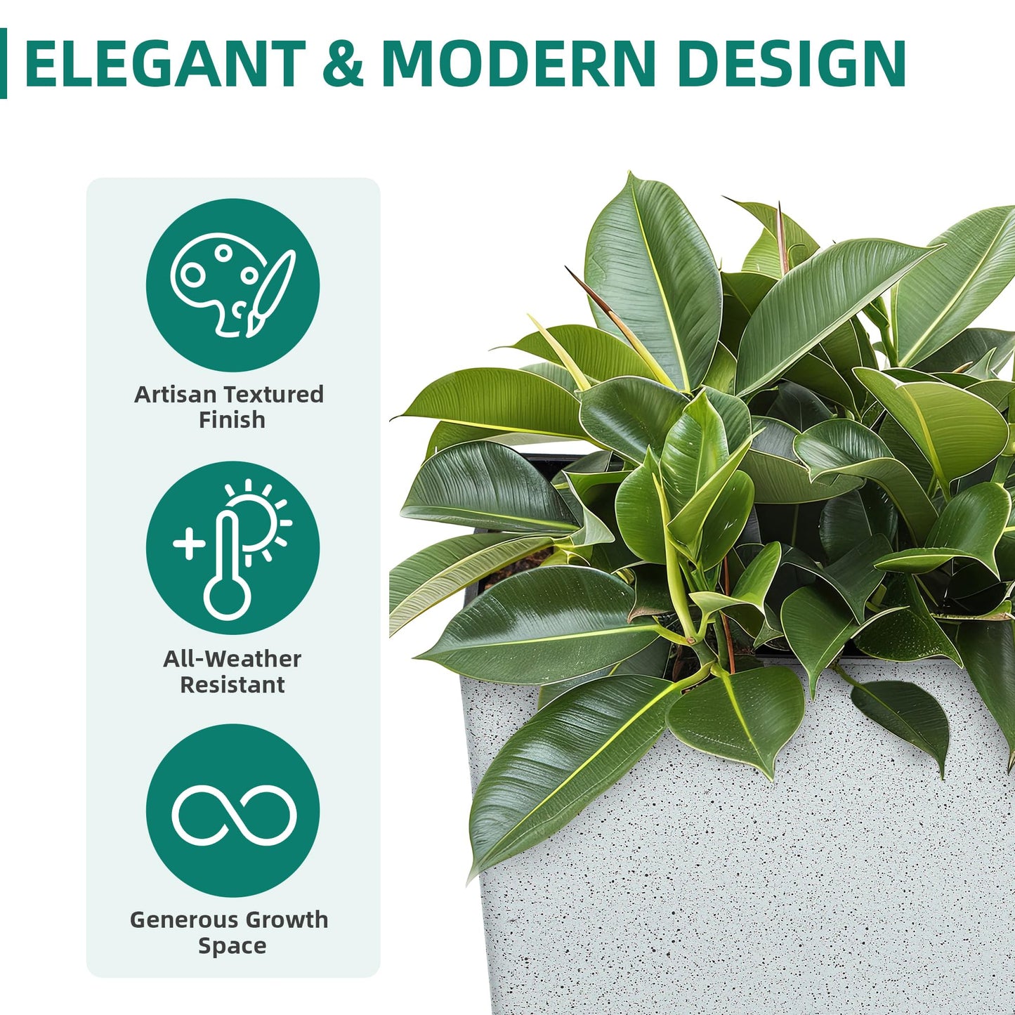 Autodaya 28" Tall Planters for Outdoor Plants, Extra-Large White Flower Pots for Blaconl, Porch, Living Room Corner, Garden, Patio, Deck Decor