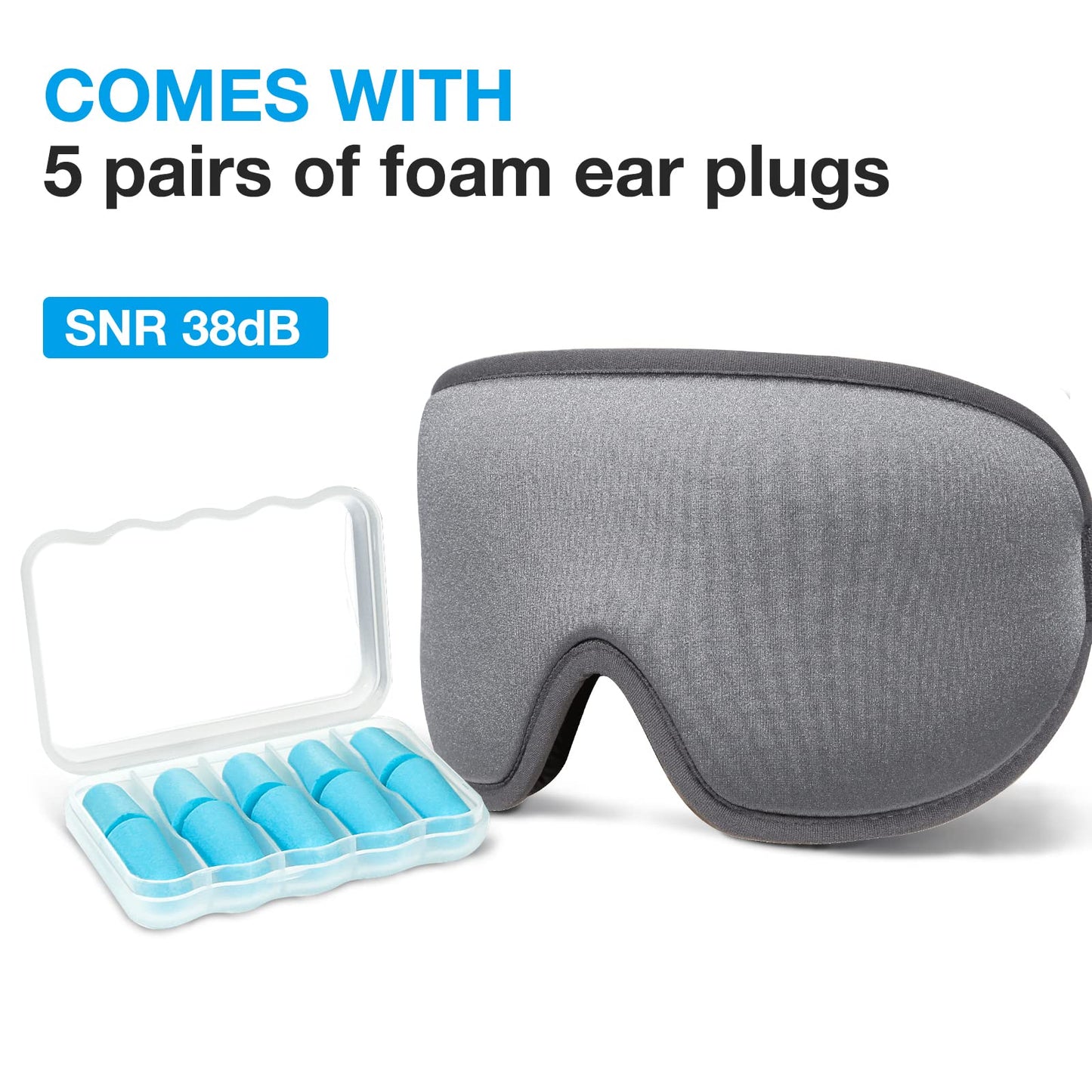 LYSIAN Sleep Eye Mask Men Women-3D Concave Comfortable Cooling Mask Blindfold for Adult Night Sleep Eyes Cover with Foam Ear Plugs for Sleeping, Yoga, Nap, Travel, Black