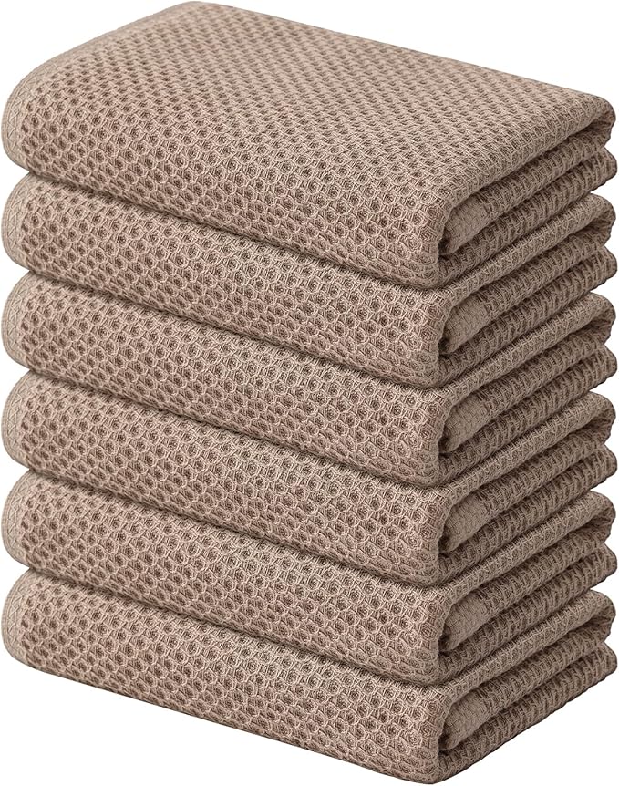 Kitinjoy 100% Cotton Waffle Weave Kitchen Hand Towels