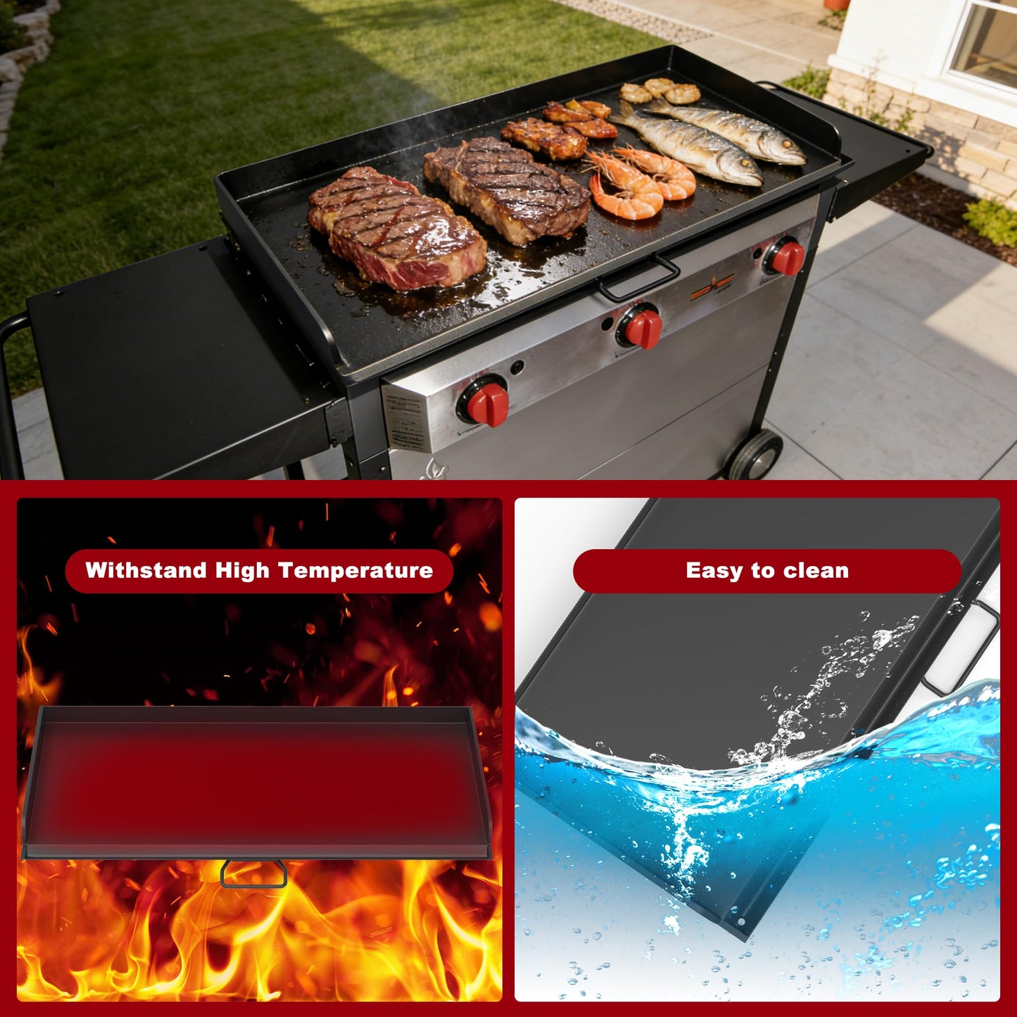 TAILGRILLER Flat Top Griddle for Camp Chef 3 Burner Griddle, 37" x 16" Fry Griddle Replacement Part for Camp Chef Tundra, Expedition 3X Combo SG100 Accessories, Outdoor BBQ Camping Grills Accessorie