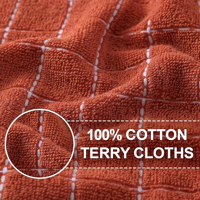 Homaxy 100% Cotton Terry Kitchen Towels, Checkered Designed, Soft and Super
