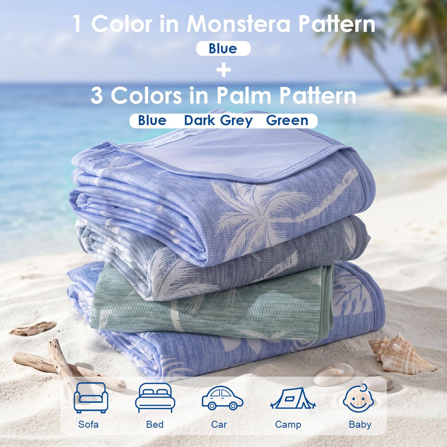OMERAI Cooling Blanket King for Hot Sleepers, Breathable Summer Blanket Lightweight Blankets for Night Sweats,Double-Sided Cooling Effect Throw Blanket for Bed, 90"x108" Blue