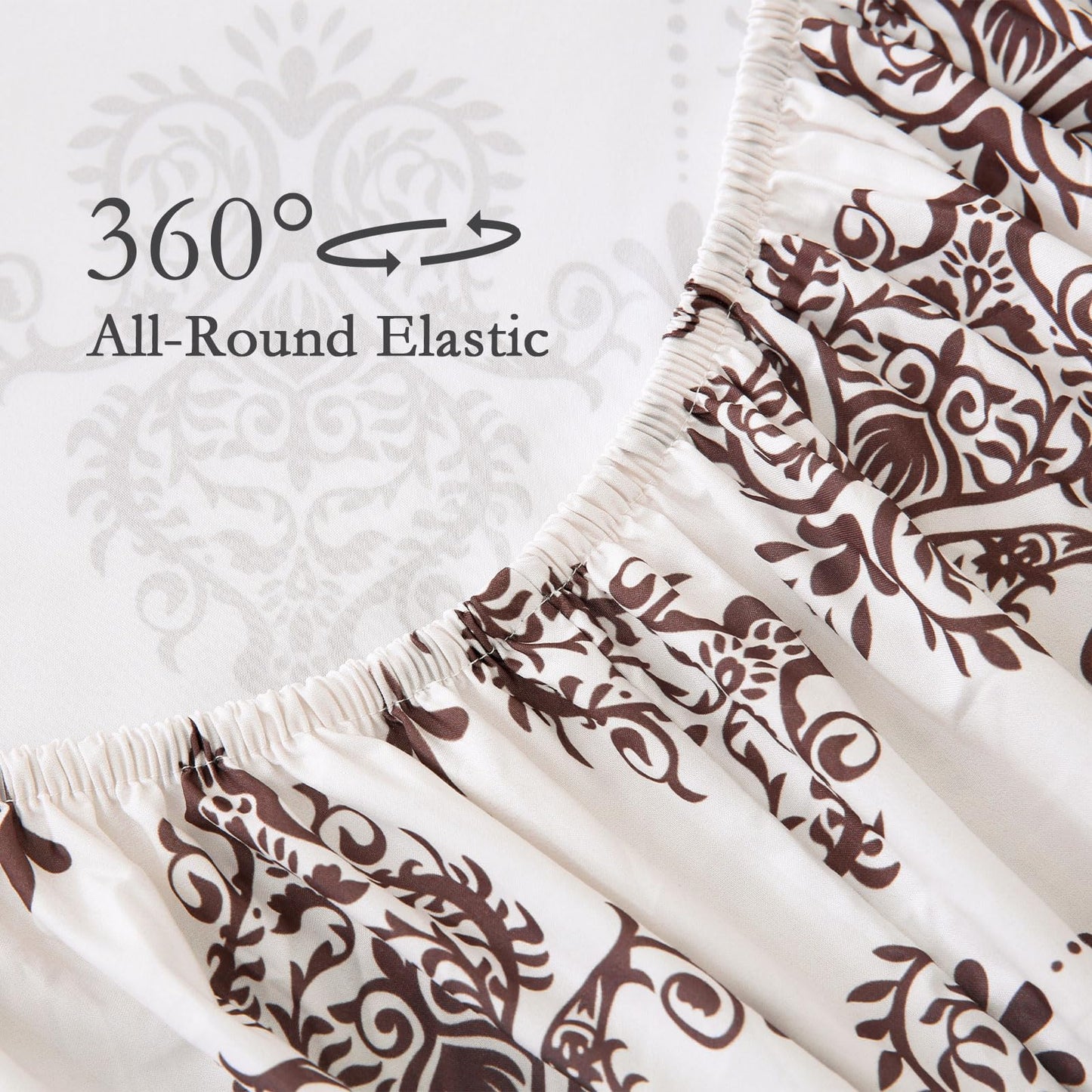 ChicView Queen Size Paisley Printed Sheet Set,4 Pieces Boho Style Breathable Soft Microfiber Bedsheets, Anti Pilling Deep Pockets Easy Care Bed Sheets, Brown