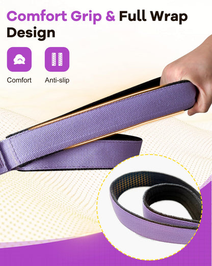 Wonderful Day 2PCS Pilates Straps for Reformer, Comfortable Enhanced Thickness, Fitness D-Ring Double Loop Exercise Straps for Home Gym Workout (Purple)