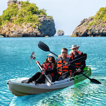GarveeLife Fishing Kayaks, 12.4FT Sit on Top Kayak for 2-3 Person Adults with Paddle & Comfortable Seat, Capacity of 600LBS, Hard Shell Recreational Ocean Kayak Boat
