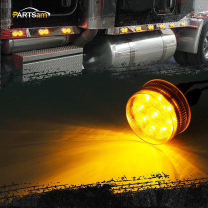 Partsam 20Pcs 2" Inch Round Trailer Led Side Marker + 1Pcs 2 Prong Continuous Wire Harness Roll