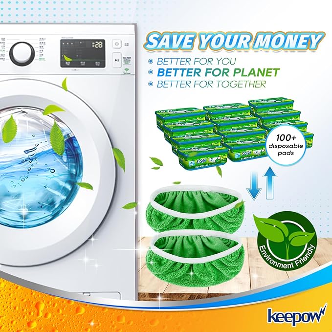KEEPOW Reusable Microfiber Mop Pads