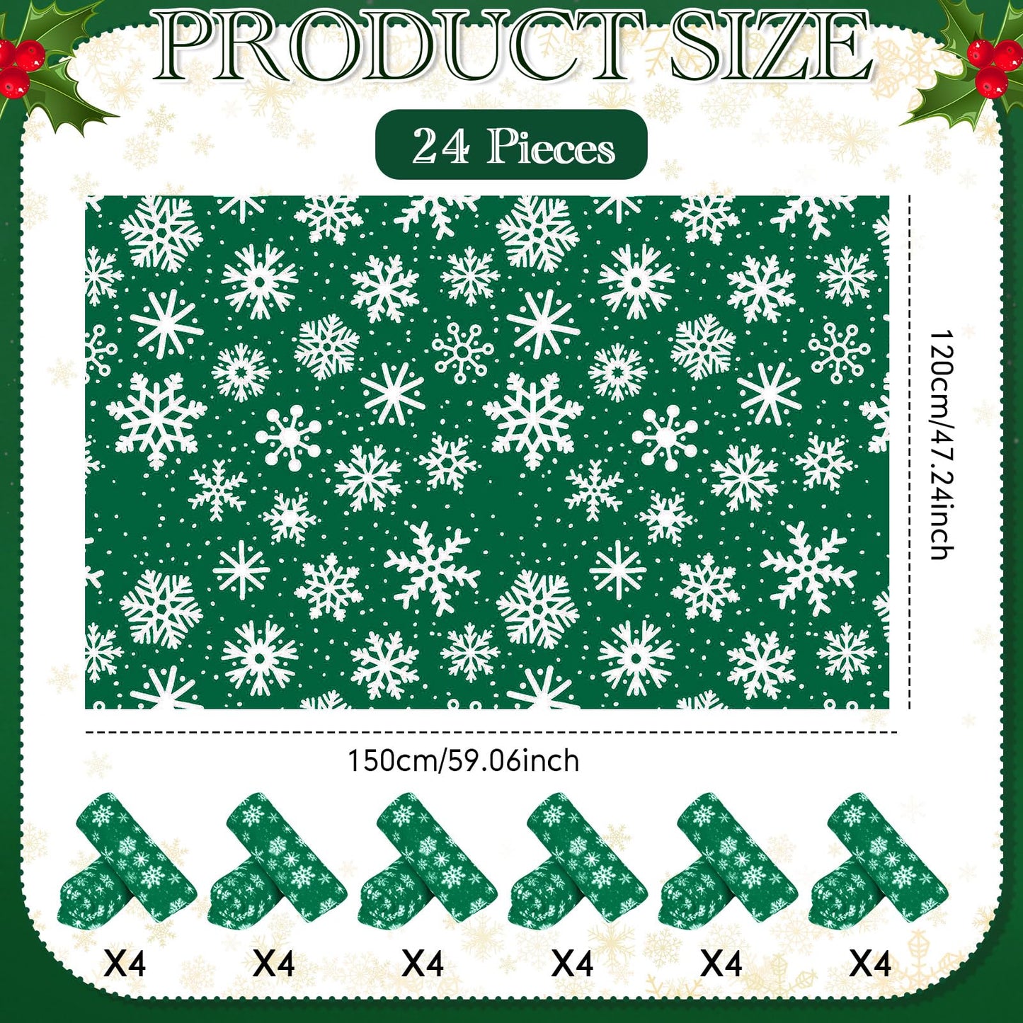 Moukeren 24 Pcs Christmas Snowflake Throw Blanket Bulk, 59 x 47 Inch Xmas Winter Throw Blanket Christmas Warm Soft Cozy Fleece for Home Bedding Couch Chair Gift (Green)