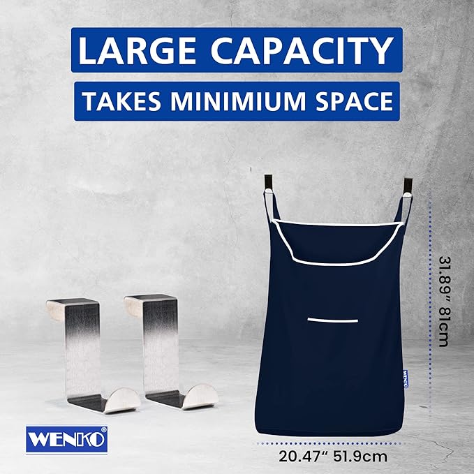 WENKO Laundry Hamper Bag Hanging, Over The Door Basket