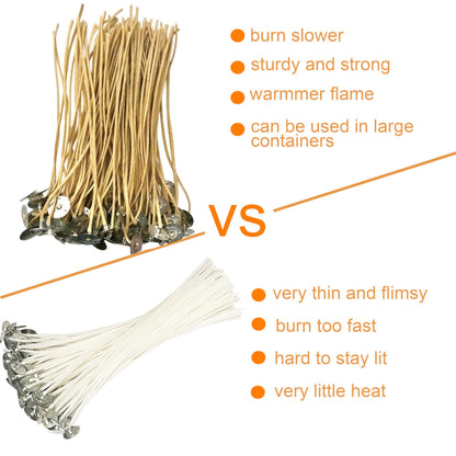 Candle Wicks 200 PCS 8 inch Hemp Candle Wicks 2.5mm Organic Beeswax Candle Wicks for Candle Making Edible Candle Wick for Butter Candle Hemp Candle Wick