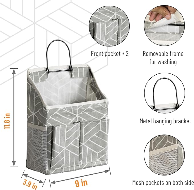 2pcs Wall Hanging Storage Bag, Small Door Closet Linen Fabric Pockets Organizer