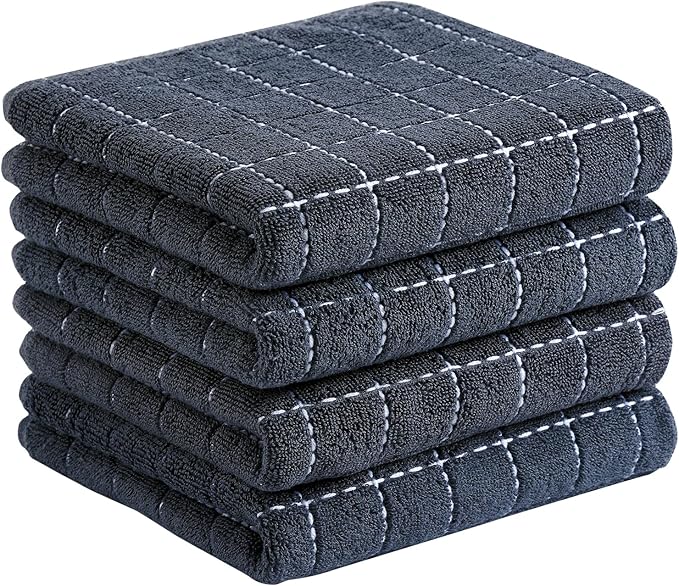 Homaxy 100% Cotton Terry Kitchen Towels, Checkered Designed, Soft and Super