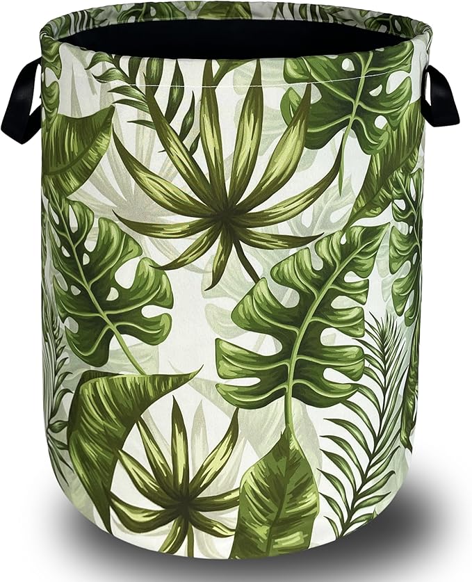 Tropical Leaves Laundry Basket Hawaii Foldable Funny Laundry Hamper Oxford