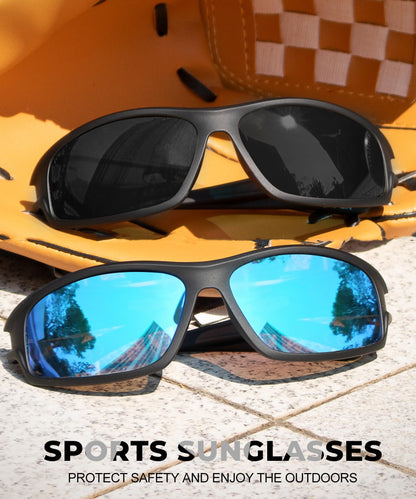 QALLY Polarized-Sunglasses-Men Sports Mens-Sunglasses: Sun-Glasses with UV400 Protection for Driving Golf Fishing Running
