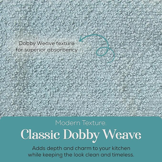 MosJos Kitchen Towels, Cotton Soft Large 18 x 28 Dobby Weave Super Absorbent