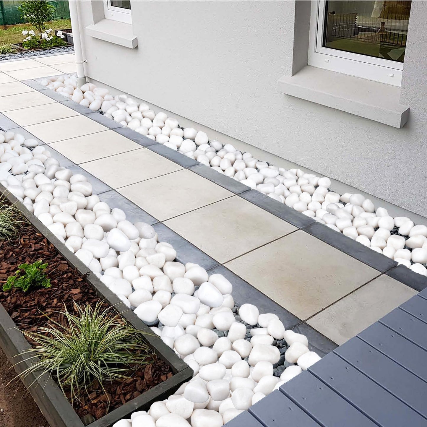 Pulovin 20 lbs White Rocks for Landscaping, 2-3 Inch Large White Rocks for Plants, Decorative Polished Stones for Garden, Walkways, Yard, Plants Pots, Vases, Crafts