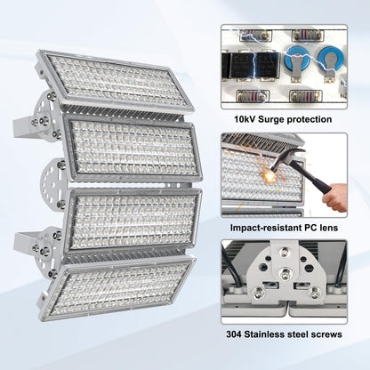 Kekeou 400W LED Stadium Lights Outdoor, 56000 Lumens 6500K IP67 Waterproof Commercial Flood Lighting, High Power Area Lighting for Basketball Court, Large Area Outdoor LED Lights