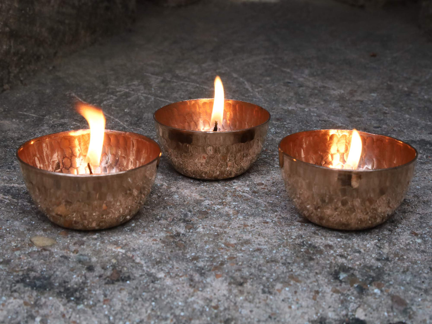 Handmade Hammered Copper Tea Light Holder Set of 3 Votive Holders -2.5X1 DH inches Party Decoration